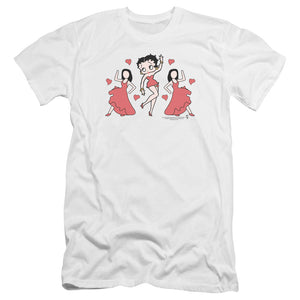 AN OFFCIALLY LICENSED BETTY BOOP BB DANCE MEN'S PREMIUM SLIM FIT T-SHIRT WHITE