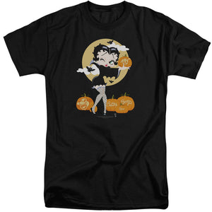 AN OFFCIALLY LICENSED BETTY BOOP VAMP PUMKINS MEN'S TALL FIT T-SHIRT BLACK