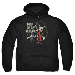 AN OFFCIALLY LICENSED BETTY BOOP DROP DEAD GORGEOUS ADULT UNISEX PULLOVER HOODIE BLACK