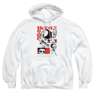 AN OFFCIALLY LICENSED BETTY BOOP STYLIN SNAPS ADULT UNISEX PULLOVER HOODIE WHITE
