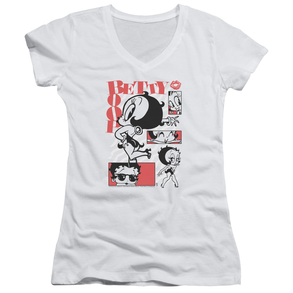 Betty Boop Stylin Snaps Licensed Women's T-Shirt Juniors V-Neck SM