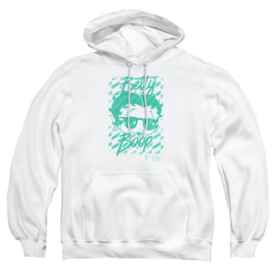 AN OFFCIALLY LICENSED BETTY BOOP SUMMER SHADES ADULT UNISEX PULLOVER HOODIE WHITE