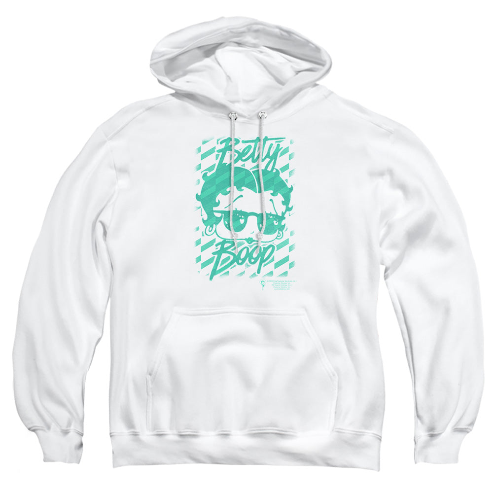 AN OFFCIALLY LICENSED BETTY BOOP SUMMER SHADES ADULT UNISEX PULLOVER HOODIE WHITE