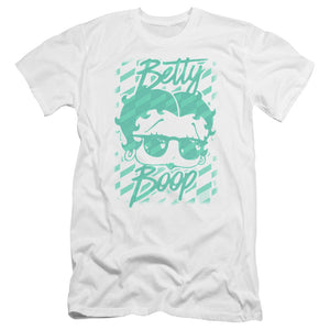 AN OFFCIALLY LICENSED BETTY BOOP SUMMER SHADES MEN'S PREMIUM SLIM FIT T-SHIRT WHITE