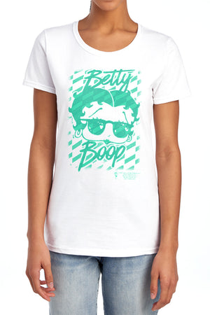 AN OFFCIALLY LICENSED BETTY BOOP SUMMER SHADES WOMEN'S REGULAR FIT T-SHIRT WHITE