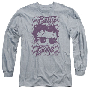 AN OFFCIALLY LICENSED BETTY BOOP SUMMER SHADES MEN'S LONG SLEEVE T-SHIRT ATHLETIC HEATHER