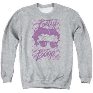 AN OFFCIALLY LICENSED BETTY BOOP SUMMER SHADES ADULT UNISEX CREWNECK SWEATSHIRT ATHLETIC HEATHER