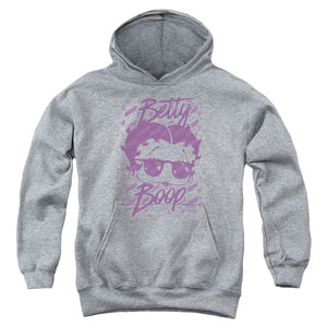 AN OFFCIALLY LICENSED BETTY BOOP SUMMER SHADES YOUTH HOODIE ATHLETIC HEATHER