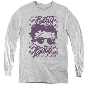 AN OFFCIALLY LICENSED BETTY BOOP SUMMER SHADES YOUTH LONG SLEEVE T-SHIRT ATHLETIC HEATHER