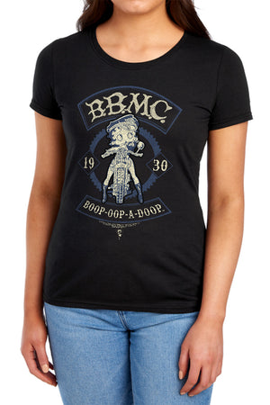 AN OFFCIALLY LICENSED BETTY BOOP B.B.M.C. WOMEN'S REGULAR FIT T-SHIRT BLACK