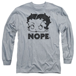 AN OFFCIALLY LICENSED BETTY BOOP BOOP NOPE MEN'S LONG SLEEVE T-SHIRT ATHLETIC HEATHER