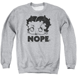 AN OFFCIALLY LICENSED BETTY BOOP BOOP NOPE ADULT UNISEX CREWNECK SWEATSHIRT ATHLETIC HEATHER