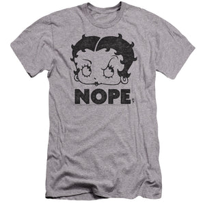 AN OFFCIALLY LICENSED BETTY BOOP BOOP NOPE MEN'S PREMIUM SLIM FIT T-SHIRT ATHLETIC HEATHER