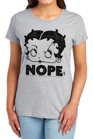 AN OFFCIALLY LICENSED BETTY BOOP BOOP NOPE WOMEN'S REGULAR FIT T-SHIRT ATHLETIC HEATHER