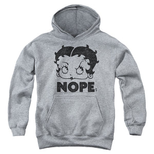 AN OFFCIALLY LICENSED BETTY BOOP BOOP NOPE YOUTH HOODIE ATHLETIC HEATHER