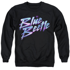 AN OFFCIALLY LICENSED BLUE BEETLE (2023) LOGO ADULT UNISEX CREWNECK SWEATSHIRT BLACK