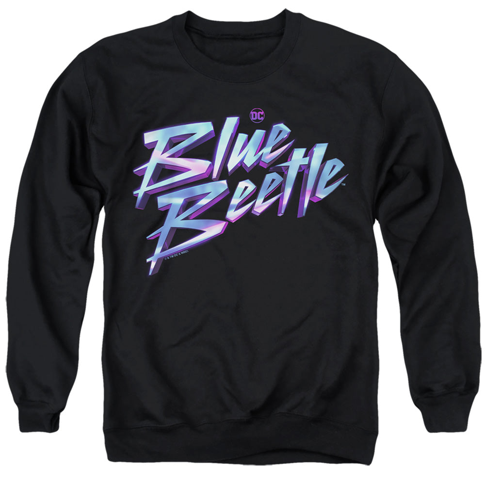 AN OFFCIALLY LICENSED BLUE BEETLE (2023) LOGO ADULT UNISEX CREWNECK SWEATSHIRT BLACK