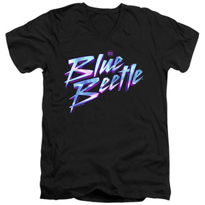 AN OFFCIALLY LICENSED BLUE BEETLE (2023) LOGO MEN'S V-NECK T-SHIRT BLACK