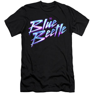 AN OFFCIALLY LICENSED BLUE BEETLE (2023) LOGO MEN'S PREMIUM SLIM FIT T-SHIRT BLACK
