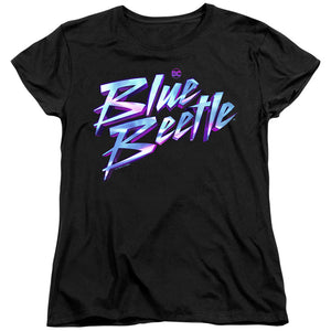 AN OFFCIALLY LICENSED BLUE BEETLE (2023) LOGO WOMEN'S REGULAR FIT T-SHIRT BLACK