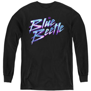 AN OFFCIALLY LICENSED BLUE BEETLE (2023) LOGO YOUTH LONG SLEEVE T-SHIRT BLACK