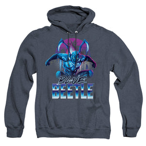 AN OFFCIALLY LICENSED BLUE BEETLE (2023) CITY PROTECTOR ADULT UNISEX HEATHER PULLOVER HOODIE NAVY
