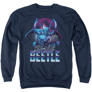 AN OFFCIALLY LICENSED BLUE BEETLE (2023) CITY PROTECTOR ADULT UNISEX CREWNECK SWEATSHIRT NAVY