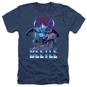 AN OFFCIALLY LICENSED BLUE BEETLE (2023) CITY PROTECTOR MEN'S HEATHER T-SHIRT NAVY