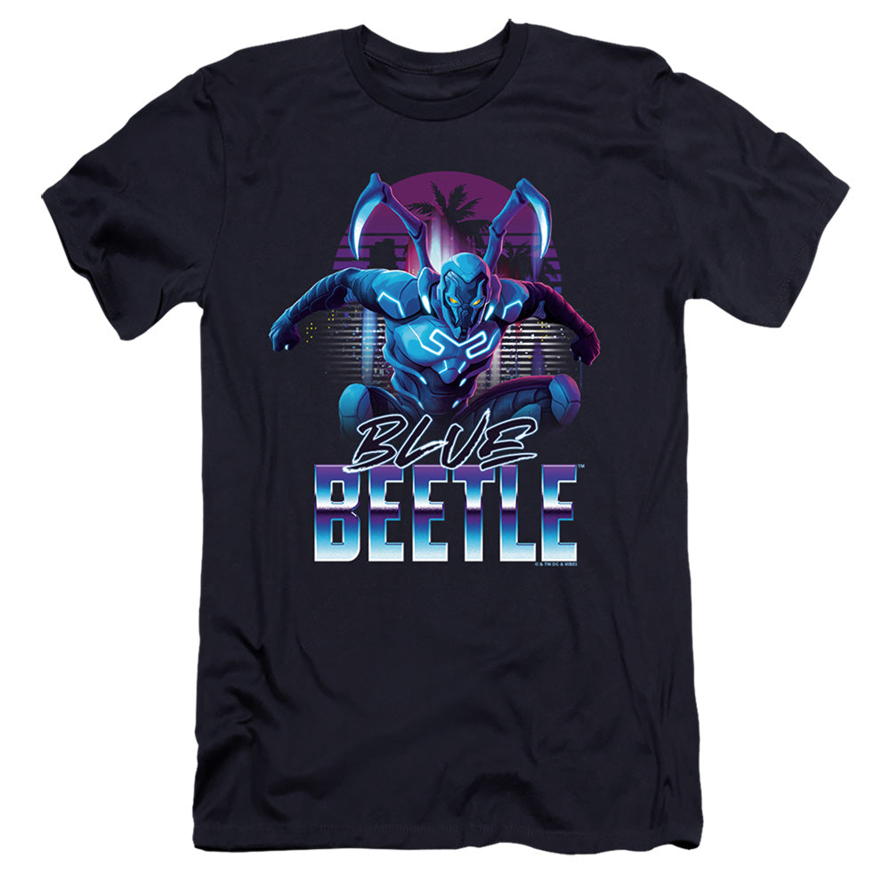 AN OFFCIALLY LICENSED BLUE BEETLE (2023) CITY PROTECTOR MEN'S PREMIUM SLIM FIT T-SHIRT NAVY
