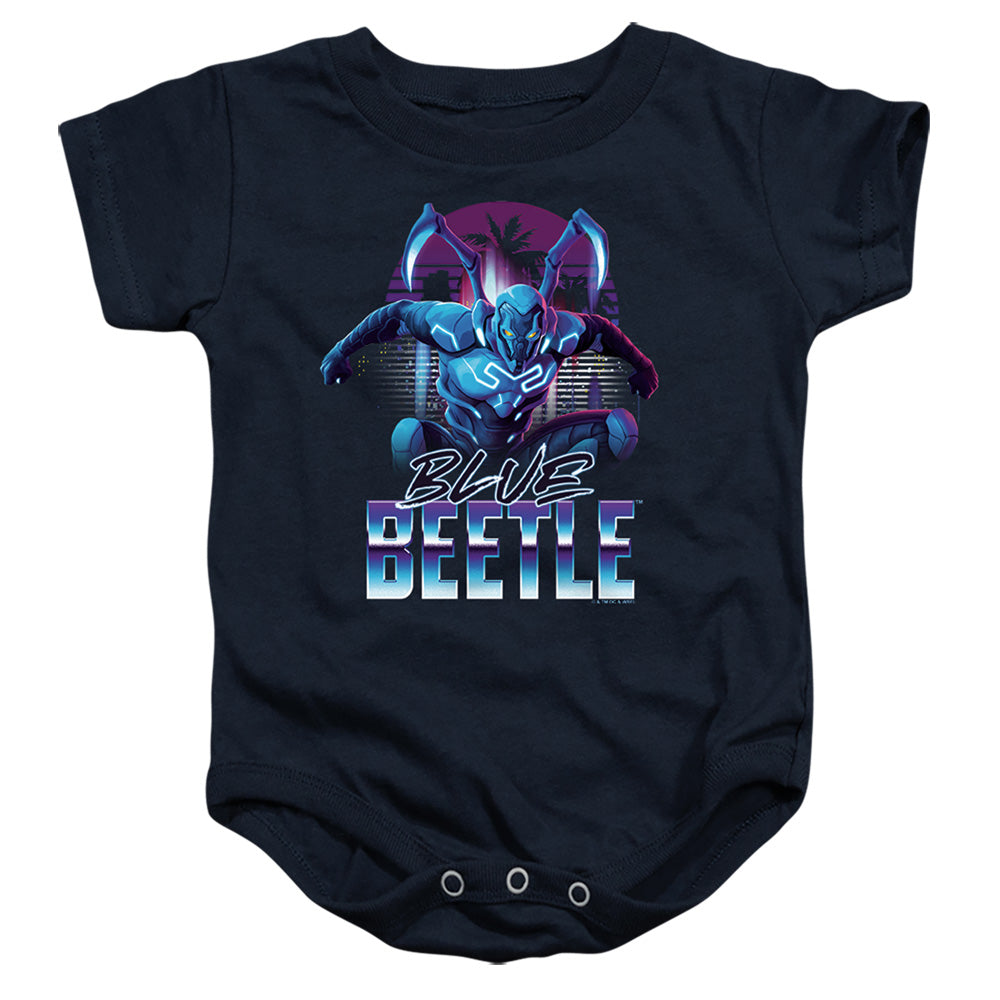 AN OFFCIALLY LICENSED BLUE BEETLE (2023) CITY PROTECTOR BABY BODYSUIT NAVY