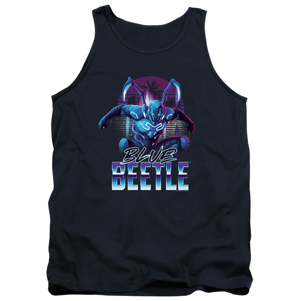 AN OFFCIALLY LICENSED BLUE BEETLE (2023) CITY PROTECTOR ADULT UNISEX TANK TOP NAVY