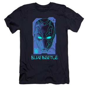 AN OFFCIALLY LICENSED BLUE BEETLE (2023) LARGE MASK MEN'S PREMIUM SLIM FIT T-SHIRT NAVY