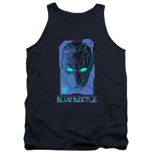 AN OFFCIALLY LICENSED BLUE BEETLE (2023) LARGE MASK ADULT UNISEX TANK TOP NAVY