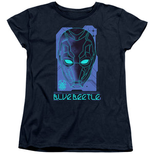AN OFFCIALLY LICENSED BLUE BEETLE (2023) LARGE MASK WOMEN'S REGULAR FIT T-SHIRT NAVY