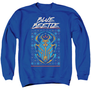 AN OFFCIALLY LICENSED BLUE BEETLE (2023) STYLIZED SCARAB ADULT UNISEX CREWNECK SWEATSHIRT ROYAL