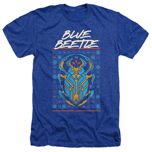 AN OFFCIALLY LICENSED BLUE BEETLE (2023) STYLIZED SCARAB MEN'S HEATHER T-SHIRT ROYAL