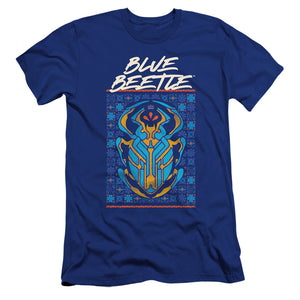 AN OFFCIALLY LICENSED BLUE BEETLE (2023) STYLIZED SCARAB MEN'S PREMIUM SLIM FIT T-SHIRT ROYAL