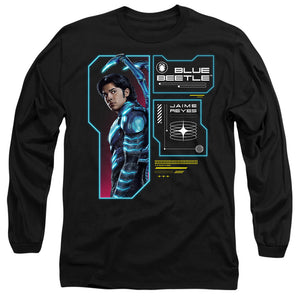 AN OFFCIALLY LICENSED BLUE BEETLE (2023) DATA READ OUT MEN'S LONG SLEEVE T-SHIRT BLACK