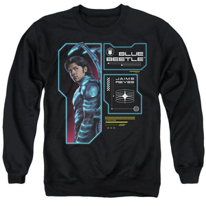 AN OFFCIALLY LICENSED BLUE BEETLE (2023) DATA READ OUT ADULT UNISEX CREWNECK SWEATSHIRT BLACK