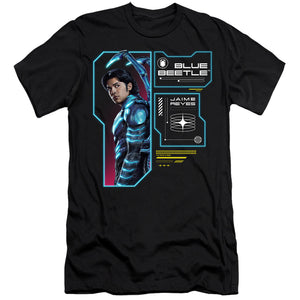 AN OFFCIALLY LICENSED BLUE BEETLE (2023) DATA READ OUT MEN'S PREMIUM SLIM FIT T-SHIRT BLACK