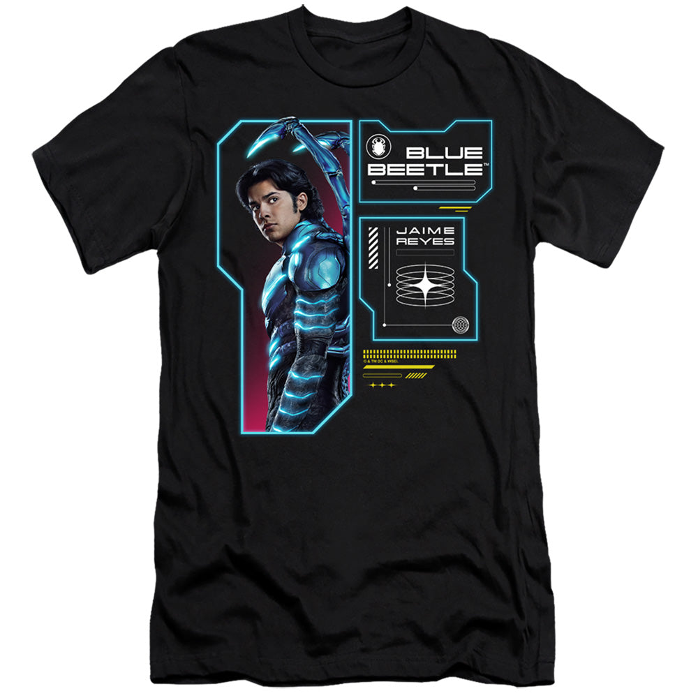 AN OFFCIALLY LICENSED BLUE BEETLE (2023) DATA READ OUT MEN'S PREMIUM SLIM FIT T-SHIRT BLACK