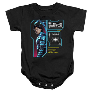 AN OFFCIALLY LICENSED BLUE BEETLE (2023) DATA READ OUT BABY BODYSUIT BLACK
