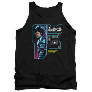 AN OFFCIALLY LICENSED BLUE BEETLE (2023) DATA READ OUT ADULT UNISEX TANK TOP BLACK