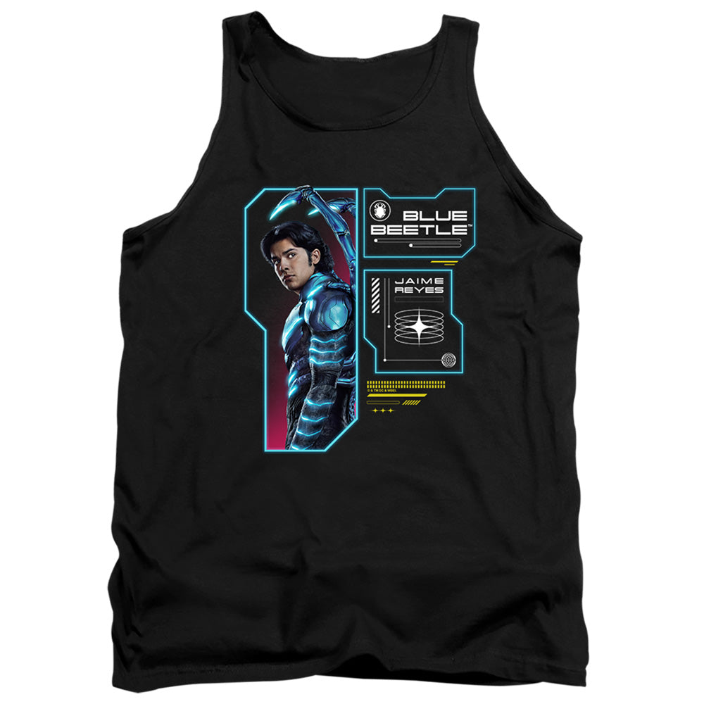 AN OFFCIALLY LICENSED BLUE BEETLE (2023) DATA READ OUT ADULT UNISEX TANK TOP BLACK