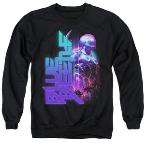 AN OFFCIALLY LICENSED BLUE BEETLE (2023) LIGHTNING ADULT UNISEX CREWNECK SWEATSHIRT BLACK