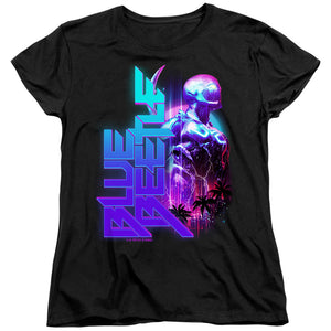 AN OFFCIALLY LICENSED BLUE BEETLE (2023) LIGHTNING WOMEN'S REGULAR FIT T-SHIRT BLACK