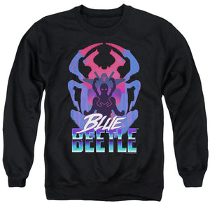 AN OFFCIALLY LICENSED BLUE BEETLE (2023) SILHOUETTE ADULT UNISEX CREWNECK SWEATSHIRT BLACK