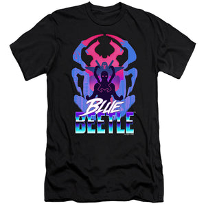 AN OFFCIALLY LICENSED BLUE BEETLE (2023) SILHOUETTE MEN'S PREMIUM SLIM FIT T-SHIRT BLACK