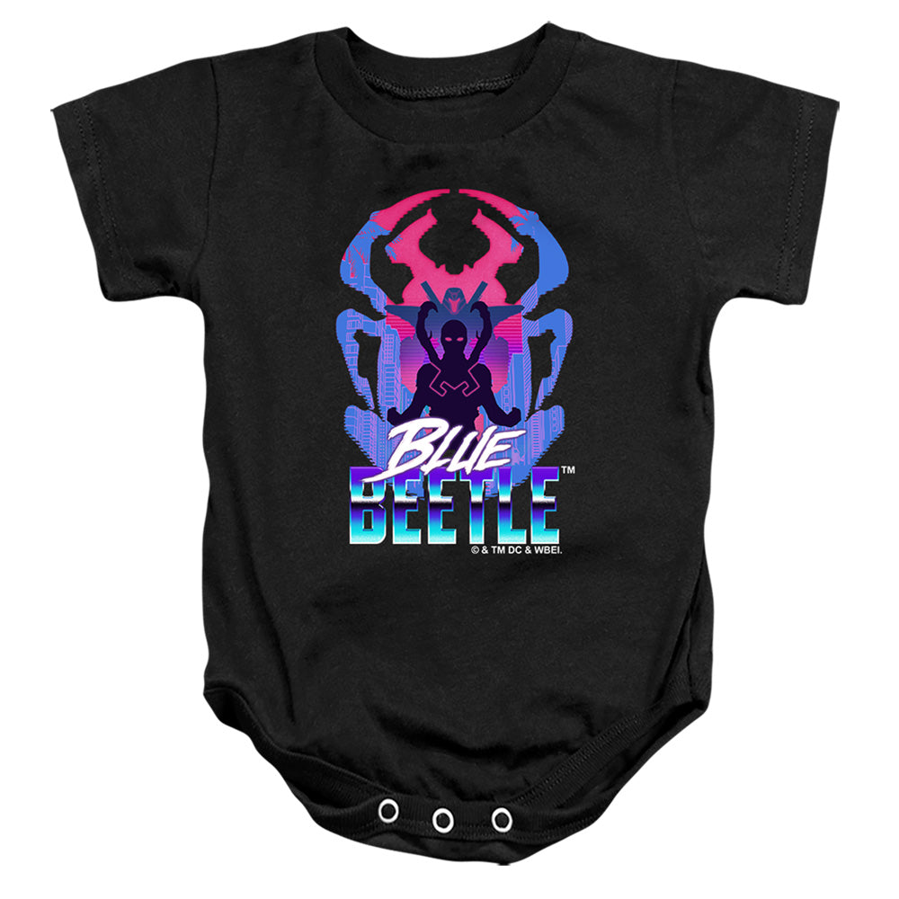 AN OFFCIALLY LICENSED BLUE BEETLE (2023) SILHOUETTE BABY BODYSUIT BLACK