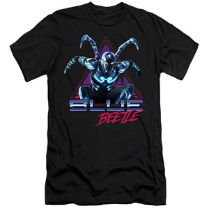 AN OFFCIALLY LICENSED BLUE BEETLE (2023) LEAPING TRIANGLE MEN'S PREMIUM SLIM FIT T-SHIRT BLACK